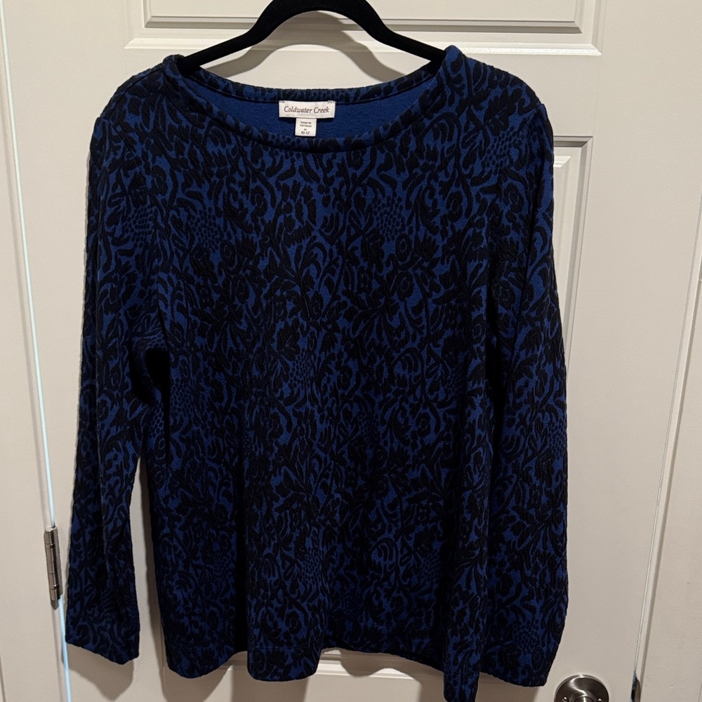 Coldwater Creek Blue and Black Long Sleeve Shirt
